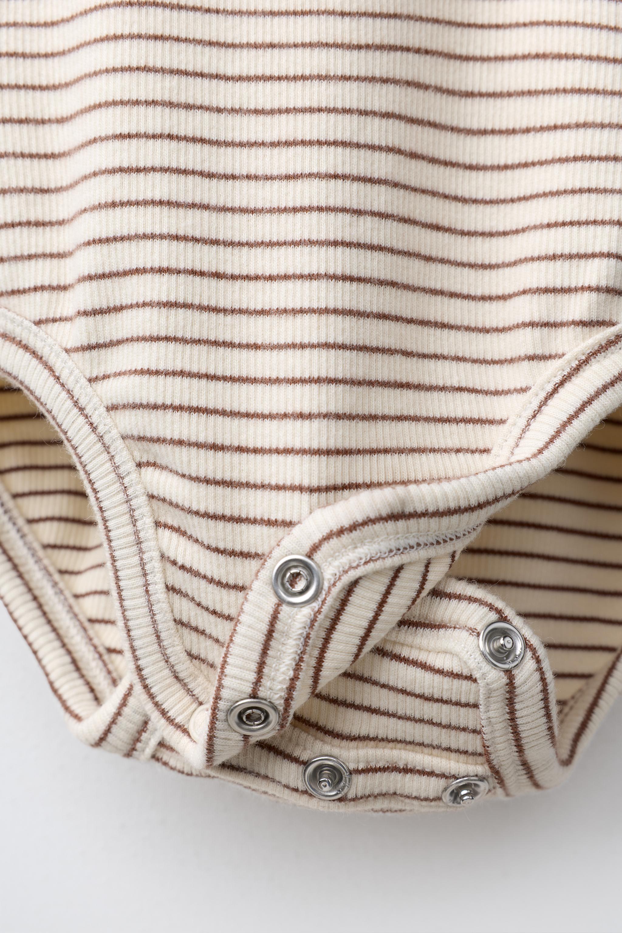 STRIPED EMBROIDERED BODYSUIT AND LEGGINGS SET